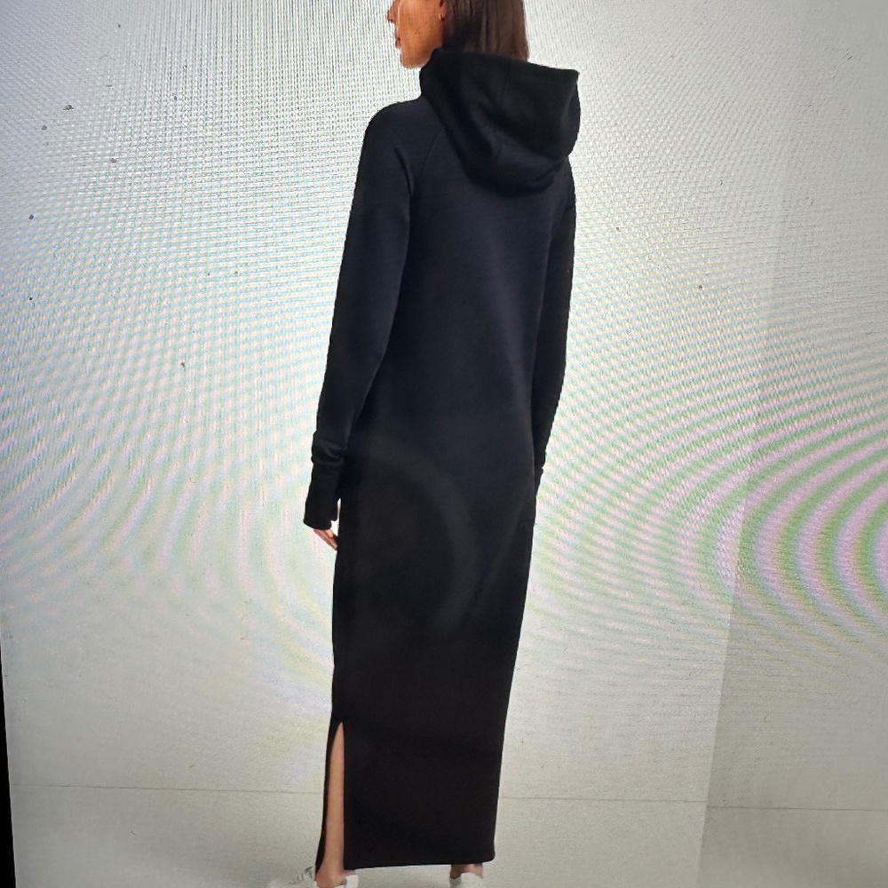 Marcella NYC  - Tompkins Hooded Sweatshirt Dress - Size Extra Small - Black - Picture 2 of 4